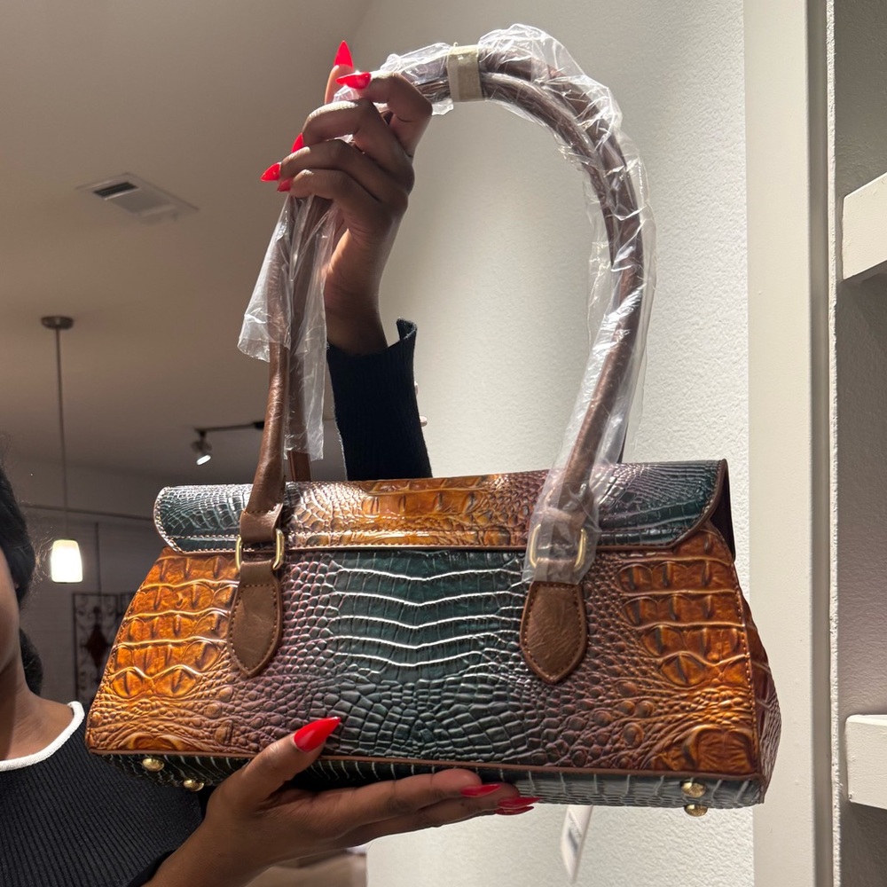 Y2K- Brown and Green Crocodile Pattern Handbag - Picture 7 of 10
